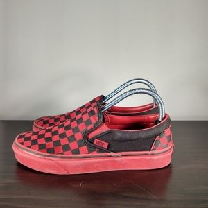 Vans Classic Red and Black Checkered Slip-Ons  women's size 8.5 sneakers shoes